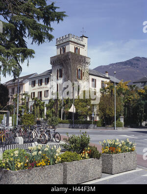 Schweiz, Ticino, Ascona, Ascona, Castello, Ort, Dorf, Gebäude, Burg, Meer-Lock, Schloss, Schlosshotel, Struktur, Architektur, Hotelgewerbe, Ort von Interesse, Reiseziel, Tourismus, Stockfoto