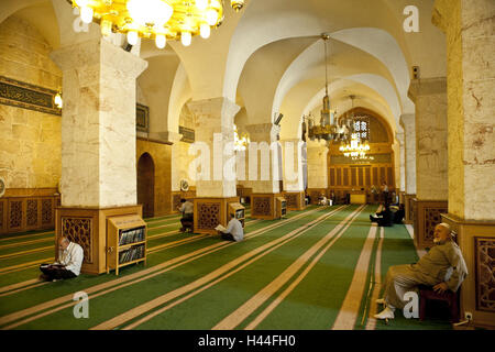 Syrien, Aleppo, Omayyadenmoschee, Gebetsraum, Gläubigen, Stockfoto