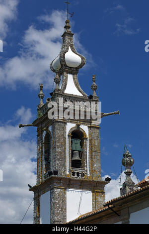 Portugal, Ponte de Lima, Altstadt, Kirche Santo Antonio, Detail, Kirchturm, Stockfoto