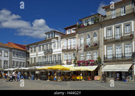 Portugal, Ponte de Lima, Altstadt, Marktplatz, Straßencafés, Stockfoto