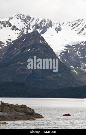 Chile, Fjord Landschaft, Seno Serrano Fjord, Anden Catena, Cordillera Darwin, Fjord, Tierkreis, Stockfoto