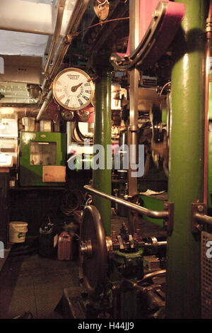 Schiff, Maschinenraum, Maschine Fernschreiber, Stockfoto