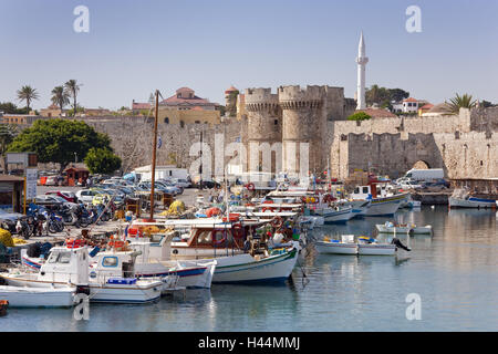 Europa, Southern, Europa, Griechenland, Insel Rhodos, Norden, Rhodos-Stadt, Hafen, Stockfoto