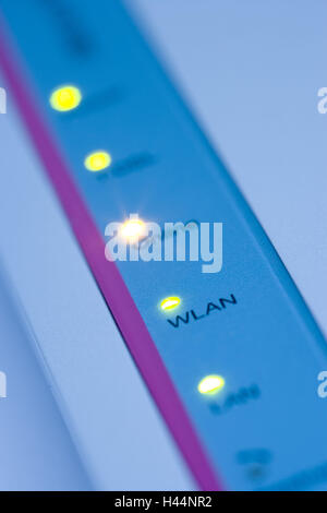 Router, LED-Lampe, Online, WLAN, close-up, Stockfoto