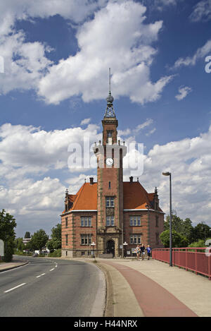 Deutschland, Nordrhein-Westfalen, Dortmund, alten Hafenbehörde, Ruhr Gebiet, Gebäude, Backsteinbau, Struktur, Architektur, Neorenaissance, Ort von Interesse, Reiseziel, Tourismus, Stockfoto