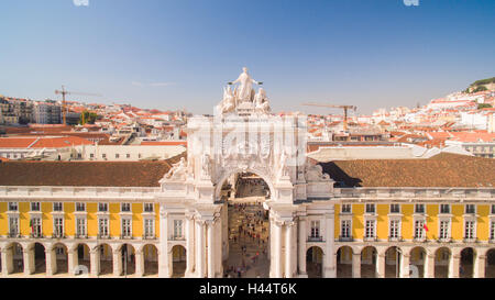 Commerce-Platz Praca de Comercio Lissabon Luftbild, 2. September 2016 Stockfoto