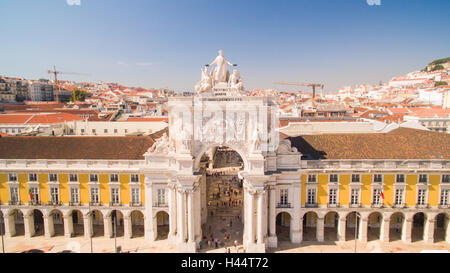 Commerce-Platz Praca de Comercio Lissabon Luftbild, 2. September 2016 Stockfoto