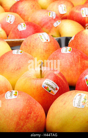 Äpfel, "Jonah's Gold", Aufkleber, Südtirol, Stockfoto