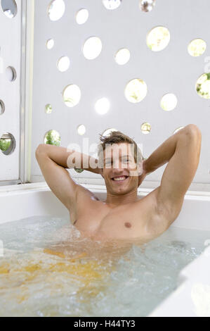 Mensch, Junge, Whirlpool, Stockfoto