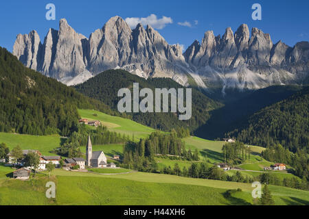 Italien, Südtirol, Dolomiten, auch Tal, St. Magdalena, Geisler-Gruppe, Stockfoto