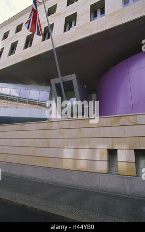 Deutschland, Berlin, Wilhelmstraße, britische Botschaft, Nationalflagge, Europa, Stadt, Hauptstadt, Gebäude, Architektur, Flagge, Fahne, Nationalflagge, britischen, staatlichen Repräsentanz Stockfoto