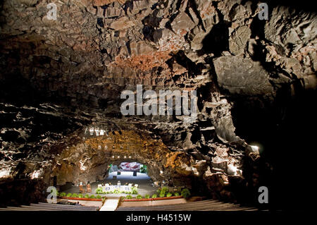 Kanarische Inseln, Lanzarote, Grotte Jameos del Agua, Auditorium, Konzertsaal, Stockfoto