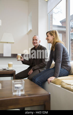 Cafe, paar, Bank, Stockfoto