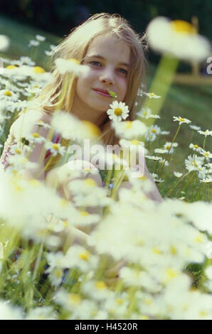 Mädchen, sitzen, Porträt, Stockfoto