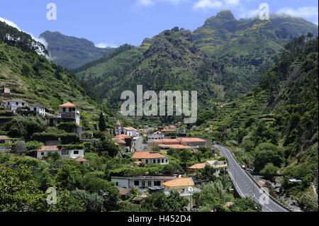 Insel Madeira, Portugal Serra de Agua, Bergdorf, Stockfoto