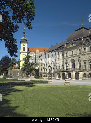 Deutschland, Baden-Wurttemberg, Donaueschingen, fürstlich, Fürstenbergisches Schloss, Kirche, Detail, Schwarzwald, Residenz Schloss, Burggebäude, Turm, Strukturen, Architektur, Orte, Interesse, Reiseziel, Tourismus, Stockfoto