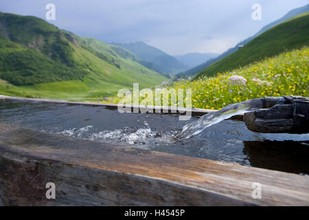 Schweiz, Bündner, Prättigau, Kreuzgang, St. Antönien, Alm, Brunnen, Stockfoto