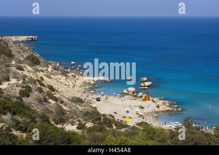 Zypern, Protaras, Konnos Bay beach Greacian Beach, Touristen, Stockfoto