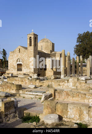 Zypern, Griechisch, Pafos, Kuppel-Kreuz Kirche von Agia Kyriaki Chrysopolitissa, Ruine, Spalten, Stockfoto