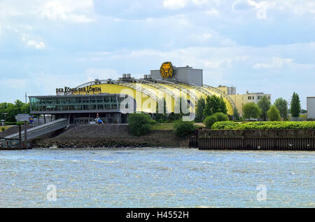 Deutschland, Hamburg, Theater im Hafen, "der König der Löwen", außerhalb der Stadt, Stadt, Steinwerder, Musikmetropole Teil, Hafen, Gebäude, Theater, Musiktheater, Dachkonstruktion, gelb, wenden Sie sich an Punkt, Musical, Musik, Theater, Kultur, Bootssteg, niemand, Stockfoto