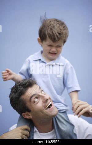 Vater, Sohn, Schultern, Durchführung, nachschlagen, Natur, Portrait, Stockfoto