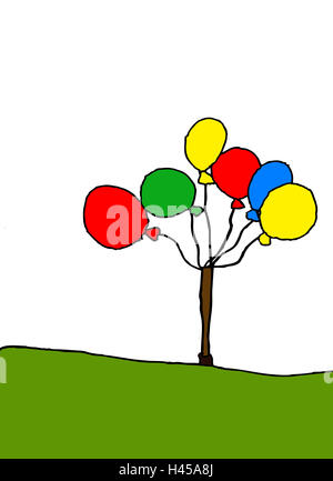 Luftballons, Illustration, Ausschneiden, Stockfoto
