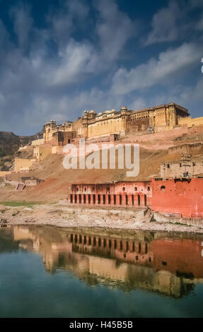 Beeindruckende Amber Fort in Jaipur Stadt in Rajasthan, Indien Stockfoto