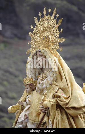 Spanien, die Kanaren Insel La Gomera, Valle Gran Rey, Urlaub, Prozession, Figur eines Heiligen, Detail, Stockfoto