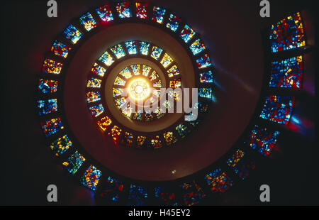 USA, Texas, Dallas, Kirche, farbige Glasfenster, Spirale, Detail, Stockfoto