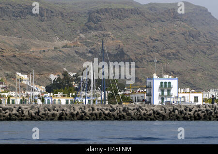 Spanien, Kanarische Inseln, Insel Korn Canaria, Puerto de Mogan, Urlauber Dorf "Klein Venedig", harbour Maulwurf, Stockfoto