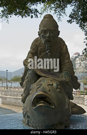 China, Hong Kong, Hong Kong Island, Repulse Bay, Tin Han Tempel, Statue, Mann, Fischen, sitzen, Stockfoto