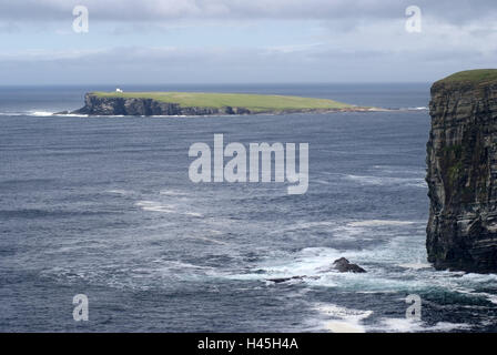 Großbritannien, Schottland, Orkneyinseln, Main Inselstaat, Ansicht, Brough Birsay, Küste, Meer, Orkney, Ort von Interesse, Natur, Landschaft, Wasser, Aussicht, Meeresbrandung, Himmel, Cloudies, Nachbarinsel, Stockfoto