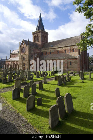 Großbritannien, Schottland, Orkney-Inseln, Insel Mainland, Kathedrale, Kirkwall, Friedhof, Stockfoto