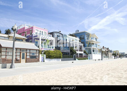 USA, California, Los Angeles, Venice Beach, Häuser, Strand, Stockfoto
