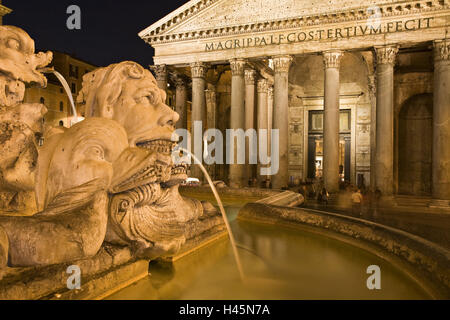 Italien, Rom, Piazza della Rotonda, Pantheon, gut, detail, Beleuchtung, Abend, Stockfoto