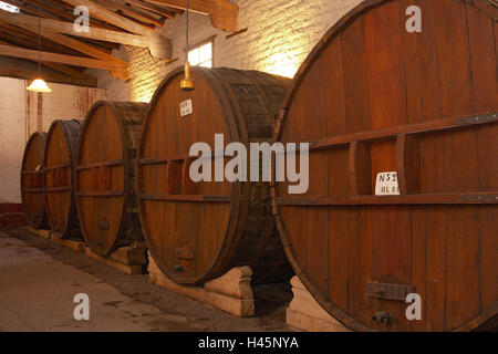 Weingut, Lagerung, Holzfass, Stockfoto