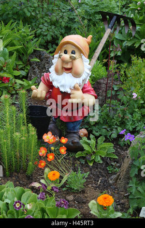 Sigurborg Garten, Blumen, Gartenzwerg, Island, Stockfoto