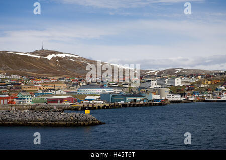 Norwegen, Finnmark, Hammerfest (Stadt), Hafeneinfahrt, Stockfoto