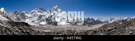 Nepal, Kala Patthar, Mount Everest, Lothse, Panorama, Stockfoto