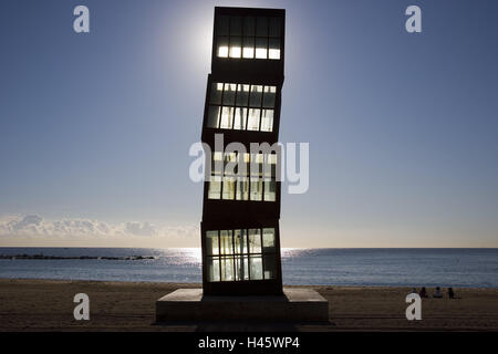 Barcelona, Spanien, Playa De la Barceloneta, Artwork, Metallskulptur, Sonne, Gegenlicht, Stockfoto