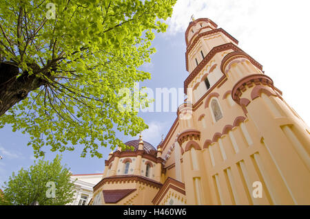 Litauen, Vilnius, Altstadt, Didzioji Gatve, St.-Nikolaus-Kirche, Bäume, Detail, Perspektive, Stockfoto