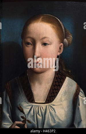 Juan de Flandes (aktive 1496-1519), Portrait eines Kindes (als 11-jährige Infantin Catalina, Katharina von Aragon) Stockfoto
