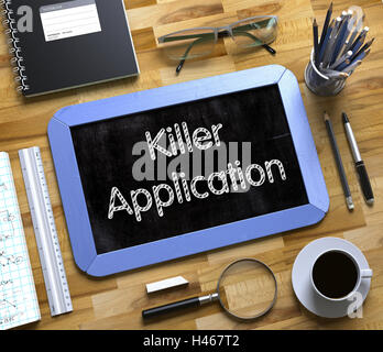 Kleine Tafel mit Killer-Applikation-Konzept. 3D. Stockfoto