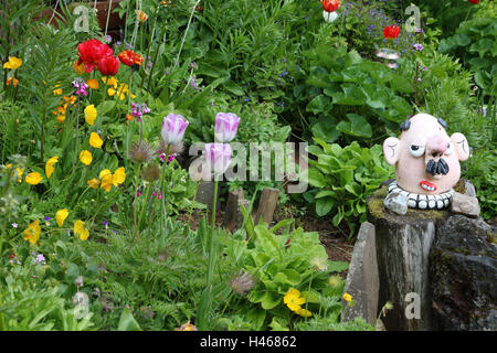 Sigurborg Garten, Blumen, Garten Figur, Island, Stockfoto