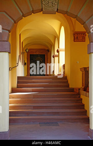 Deutschland, Hessen, Rheingau, Schloss voller Radian, Treppenhaus, Hessische Rhein, Weinberg, Weinbau, Weinbaugebiet, Schloss, innen, Treppen steigen, Treppen, Treppen, niemand, Stockfoto