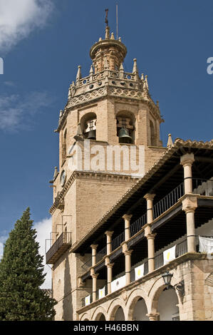 Spanien, Provinz Málaga, Andalusien, Ronda, Kirche Santa Maria della Bürgermeister, Kirchturm, Stockfoto