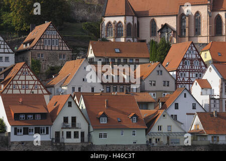 Buckhorn auf den Blick auf Neckar, Baden-Württemberg, die Stadt, Häuser, Stockfoto