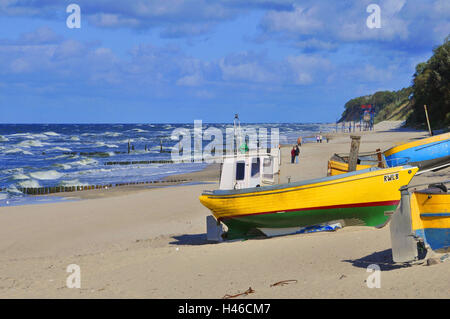 Saperska, Rewal, Województwo Zachodniopomorskie, Rewahl, Ostsee, Strand, Stiefel, Pommern, Polen, Stockfoto