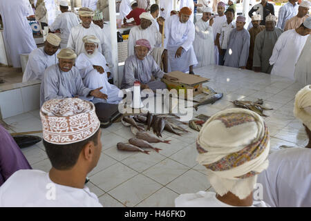 Oman, Region von al-Batina, Barka, Fischauktion, einheimischen, Stockfoto