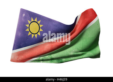 3D-Rendering ein alt und schmutzig Republik Namibia Flagge winken Stockfoto